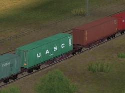 zweiteiliger Containertragwagen Typ Sggmrss 90 Touax