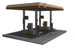 Shell-Tankstelle als Straenobjekt mit Zubehr fr einspurige Straen ab EEP 13.2