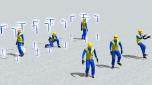 3 animierte Arbeiter und 3 Sta