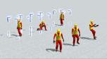 3 animierte Arbeiter und 3 Sta